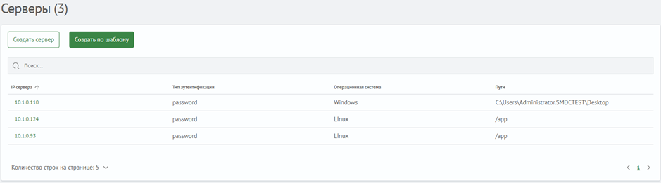 Справочник серверов