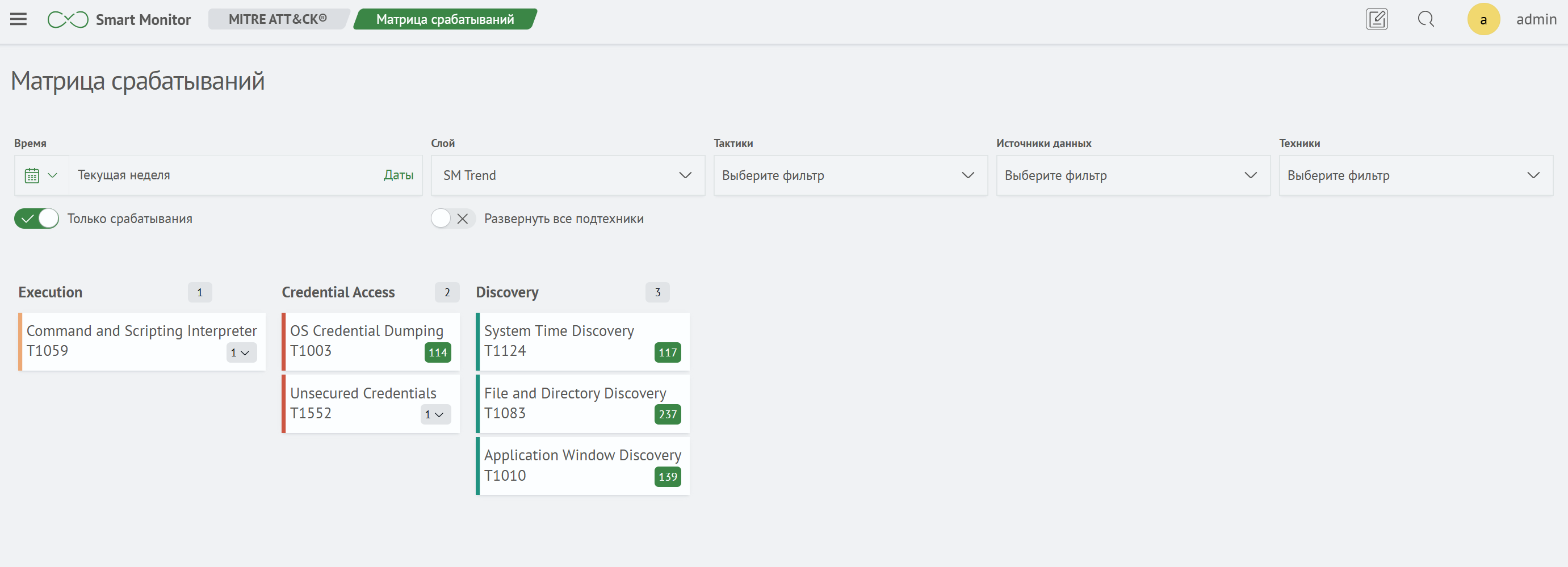 Фильтрация только срабатывания