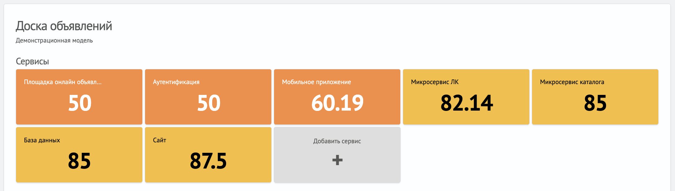 Плитки сервисов