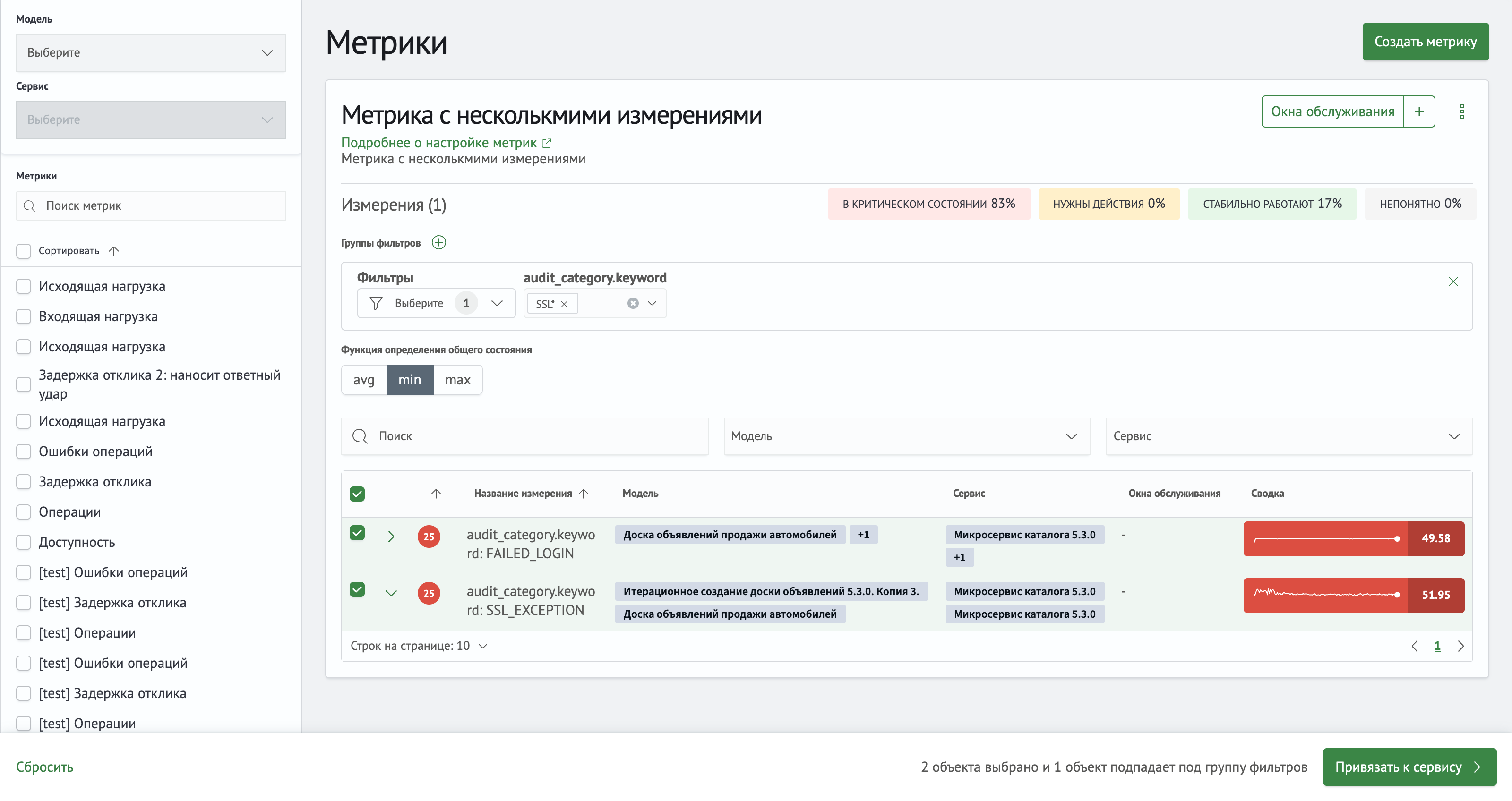 Фильтрация и закрепление измерений