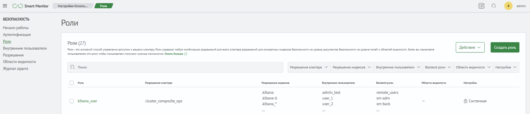 Интерфейс &quot;Роли&quot;