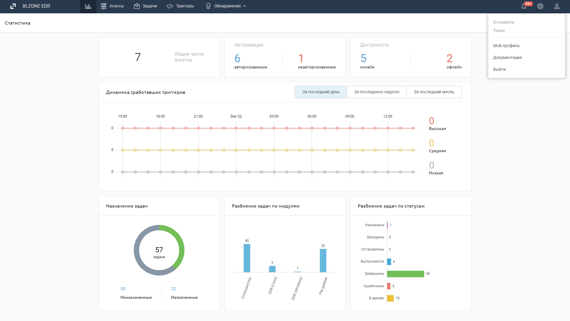 Веб-интерфейс BI.ZONE EDR