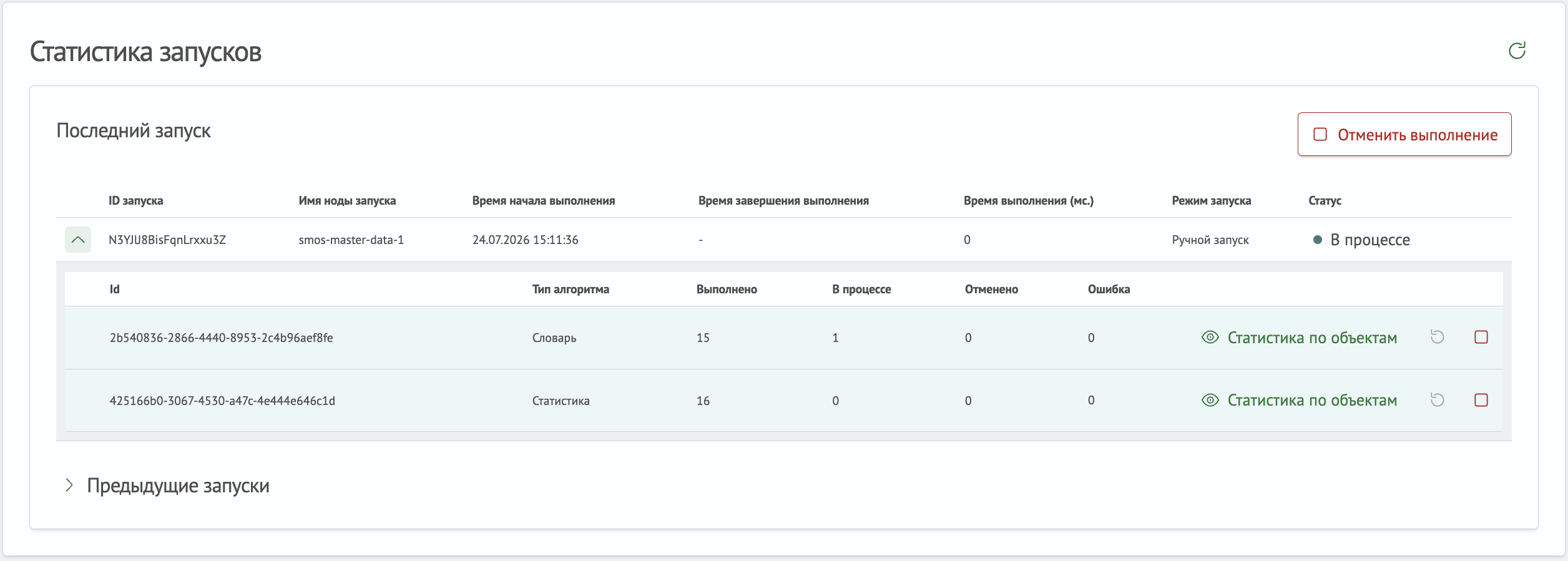 Отмена выполнения алгоритма