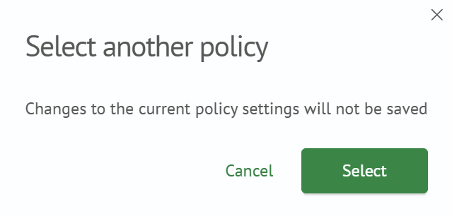Confirmation dialog for opening another SLA policy