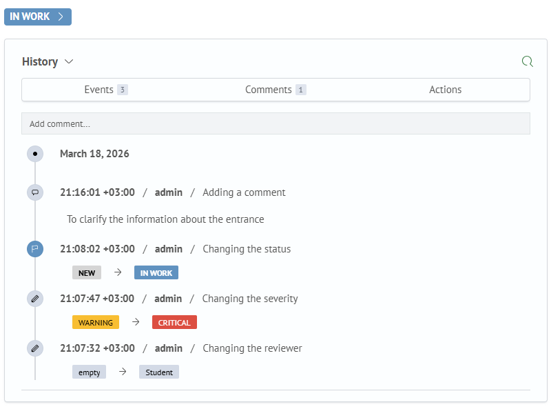 History Block in Incident Manager