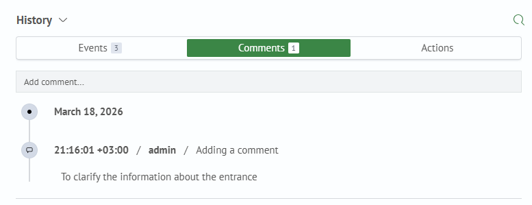 History Block filtered by Comments