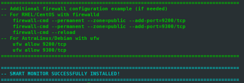 Message about successful Smart Monitor installation