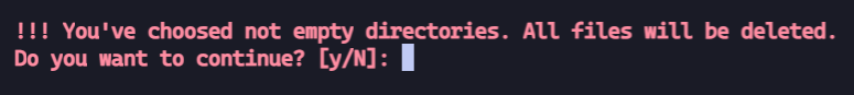 Warning about non-empty directories