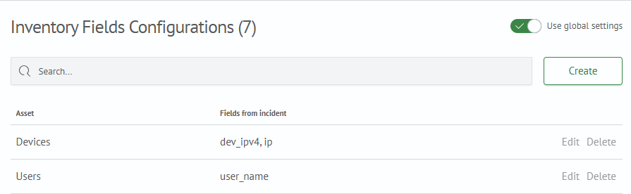 Inventory config list