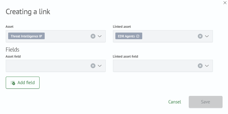 Asset Configuration Relationship Creation Window