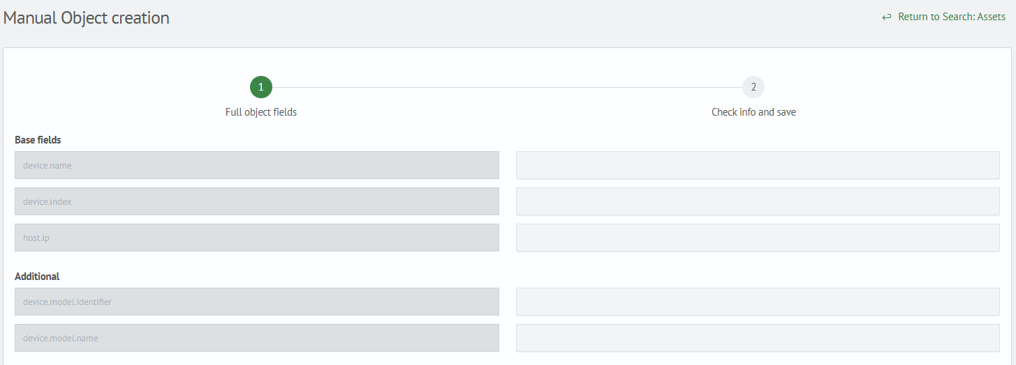 Creating an asset manually