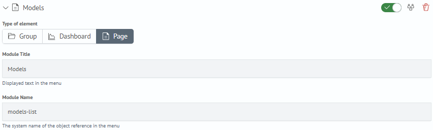 Creation via the navigation menu