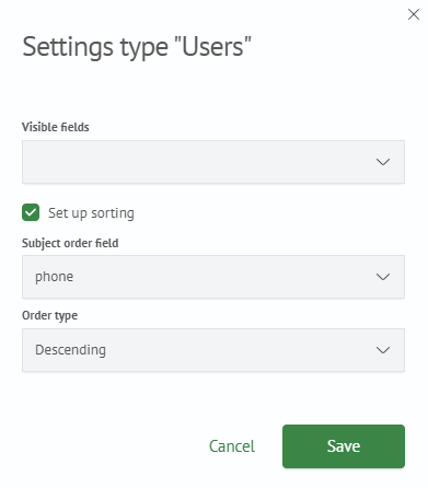Object List Settings