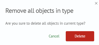 Delete all objects of selected type confirmation modal