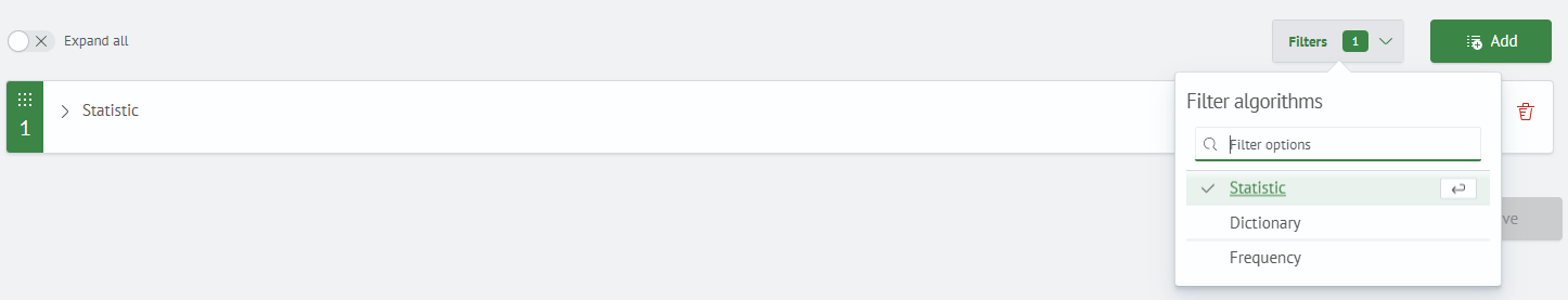 Profiling base settings algorithms filter