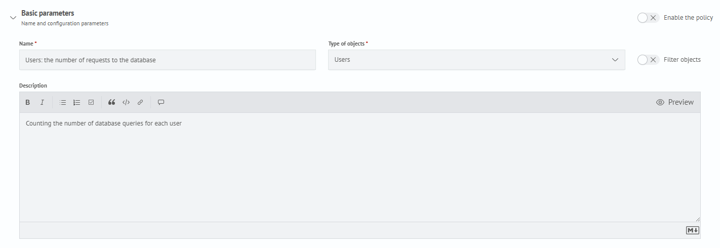 Profiling base settings general