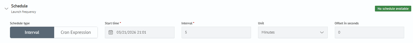 Profiling base settings schedule interval