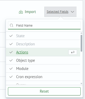 Selected Fields