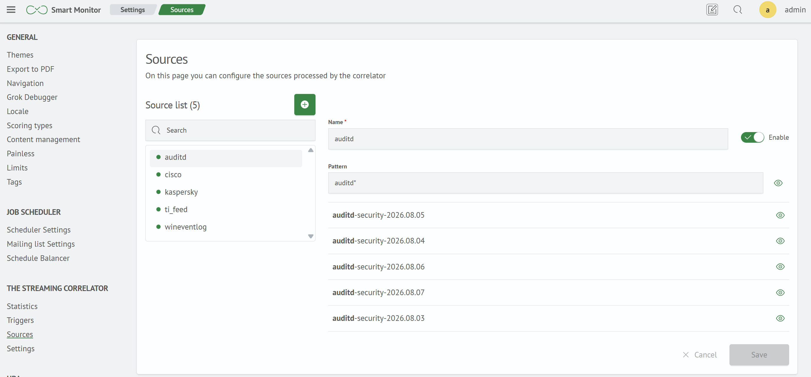 Source parameters
