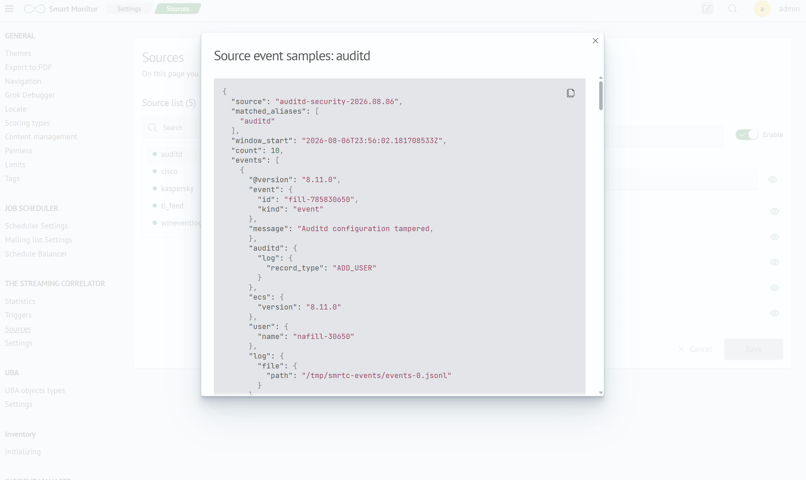 Alias event samples