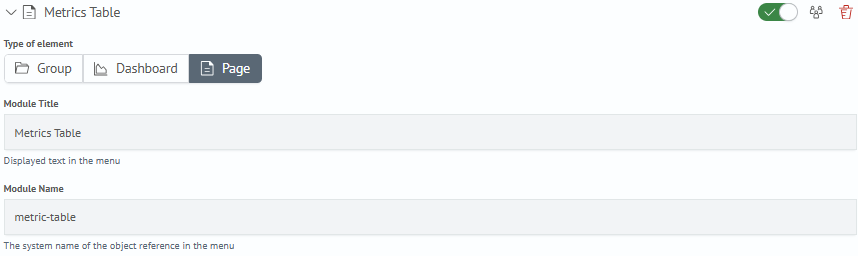Metric Table