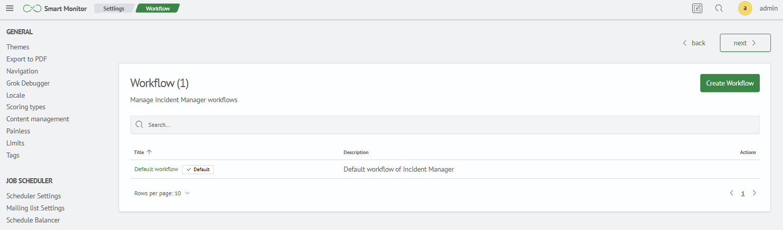 Workflow list