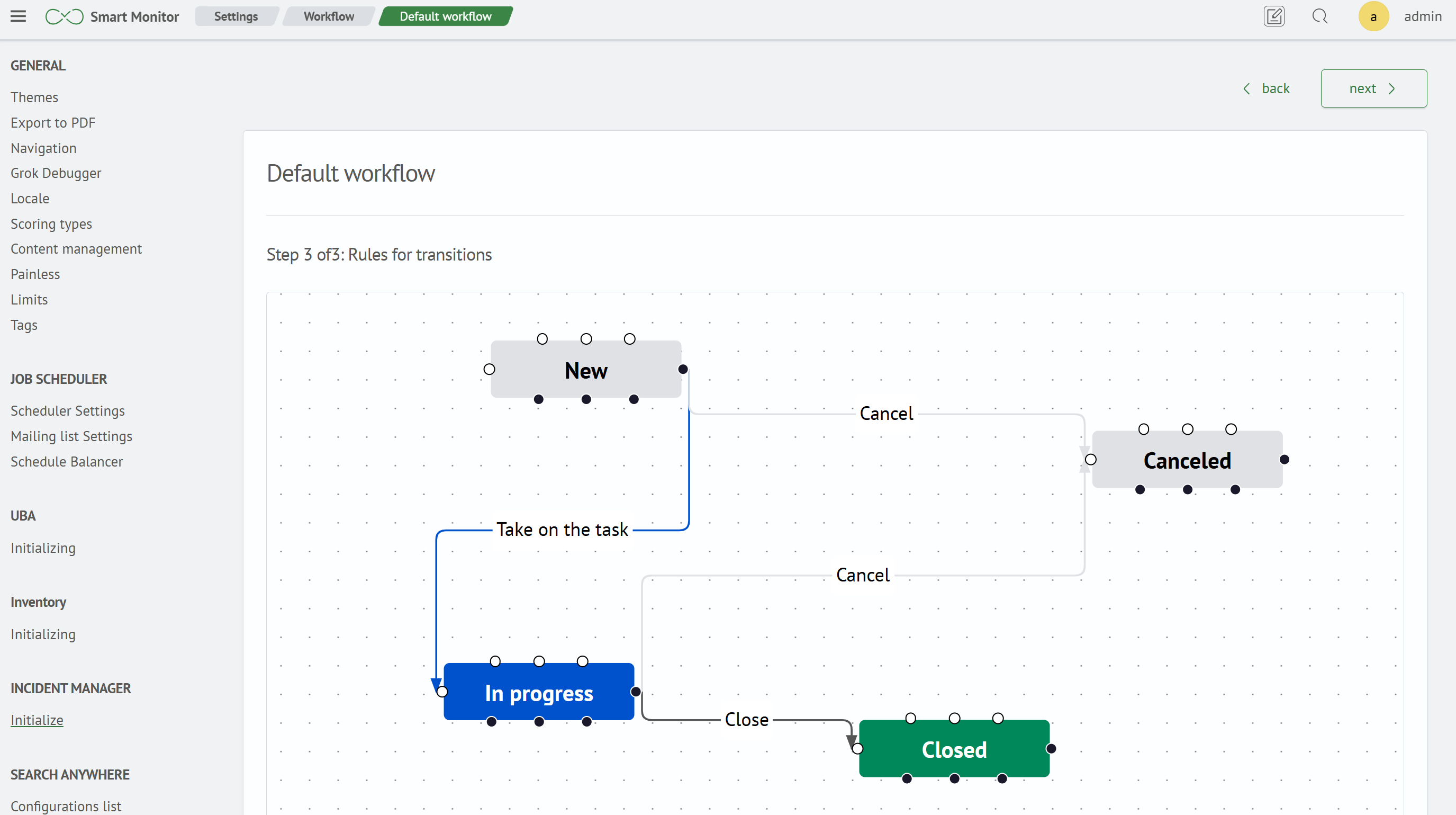 Configuring workflow transitions